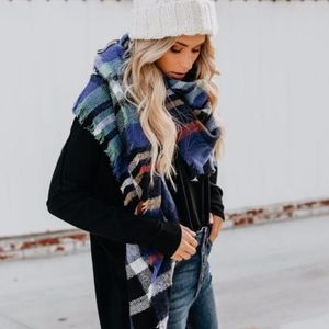 Blue Plaid Blanket Scarf